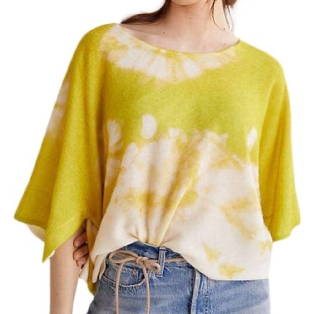 Draped Tie-dye Luxe Cashmere Yellow Sweater